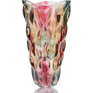 Heavy Flower Glass Vase Thickened 3.5lb 9.5inch Sparkle vase Bohemian Style,